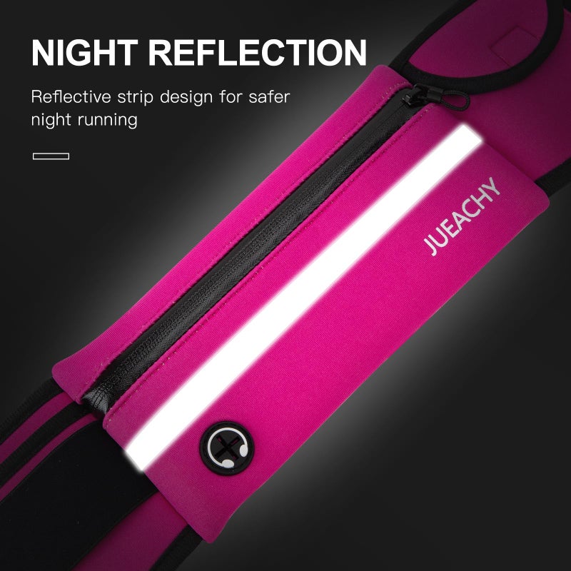 Jueachy Running Belts for Women Waterproof Fanny Pack Running Waist Pouch Phone holder Adjustable Sports Money Belt with Headphone Port Rose - Image 3